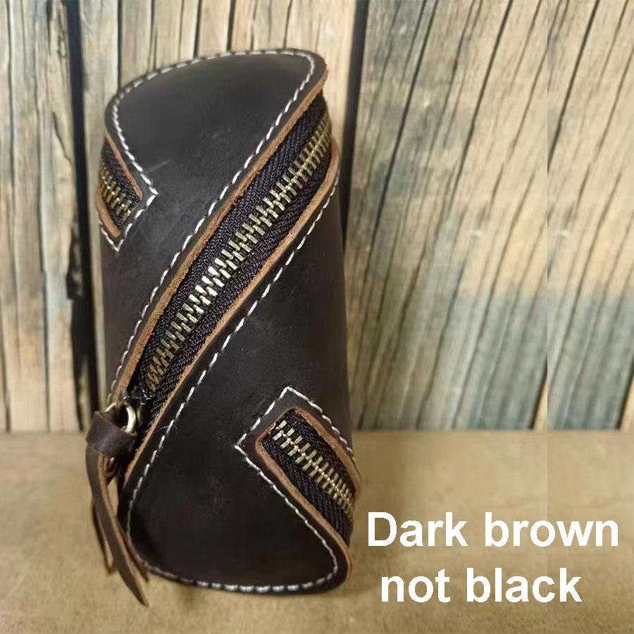Kreatives Vintage Leder Schlüsselmäppchen, Reißverschluss Schlüsselkartenhalter, Unisex Echtleder Schlüsseletui für Zuhause & Auto
