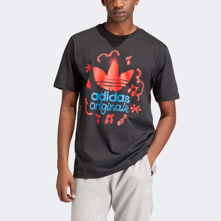 Adidas Originals Training Supply Letter Logo Print Round Neck Short Sleeve T-Shirt Men Tops Black IS0224