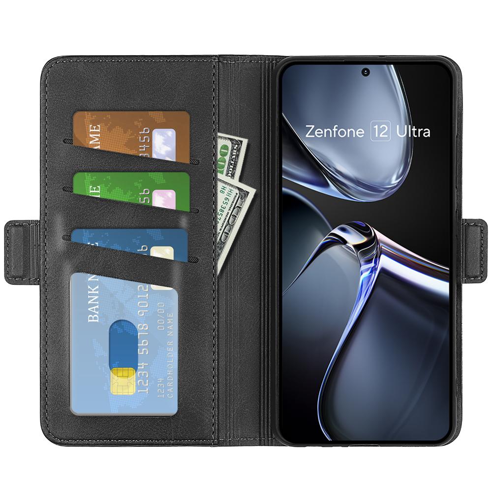 

For Asus Zenfone 12 Ultra 5G Case Calf Texture Leather Wallet Phone Cover Brown