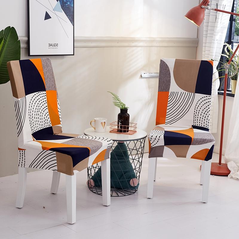 Printed Chair Covers Adjustable Dining Chair Cover Big Elastic Chairs Protector Kitchen Wedding Desk Stretch Modern Geometric