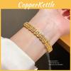 Copper Zircon Geometric Bracelet With Elegant Gold Finish For Women