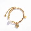 Titanium steel vintage cat's eye stone bracelet, heart-shaped pearl bracelet, jewelry accessory