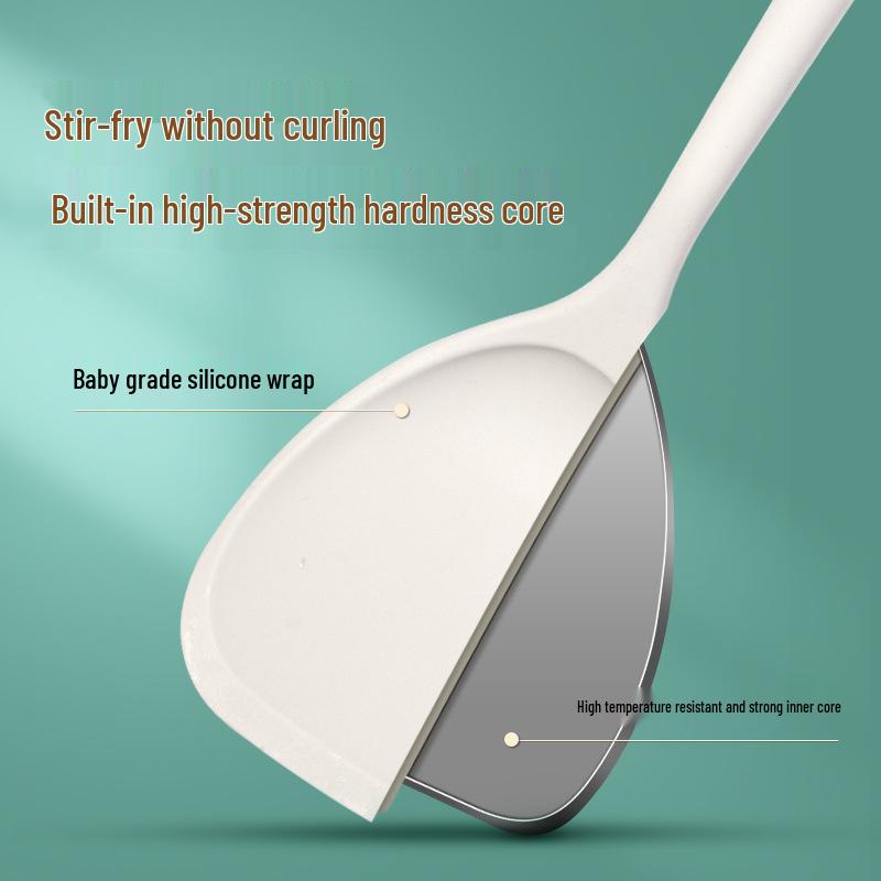 Non-stick Silicone Spatula Set with Beech Handle – High-Quality Wok and Spoon Kitchen Tools