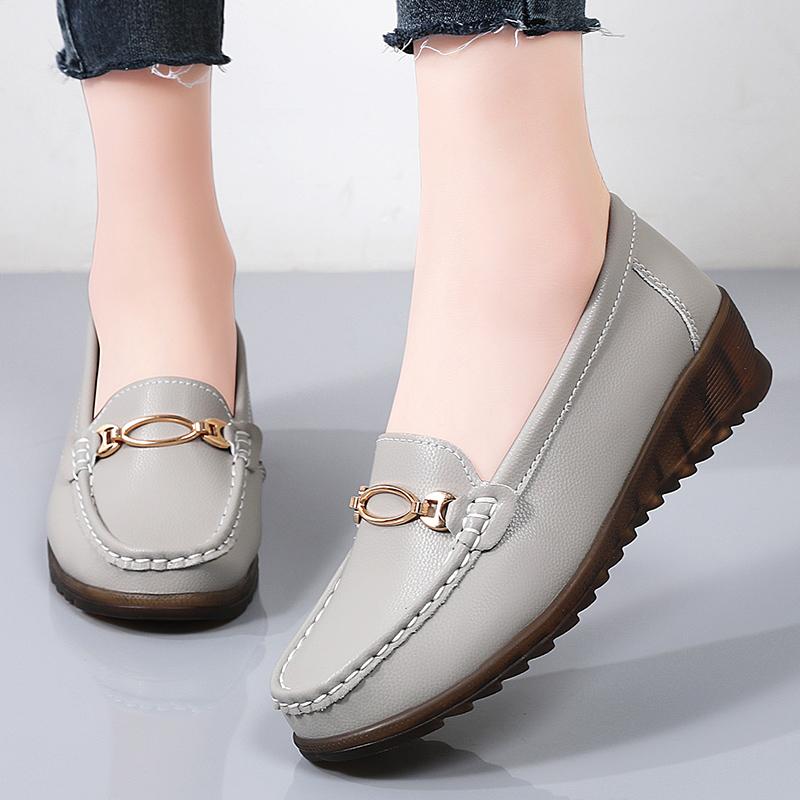 Women's Black Loafers Moccasins Casual Slip On Grey Flats Walking Shoes for Mother Plus Size