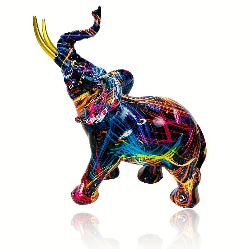 Ρητίνη Πολύχρωμο Άγαλμα Ελέφαντα Πολύχρωμη Τέχνη Γλυπτά Ελεφάντων Πολύχρωμο Διακοσμητικό Ελέφαντα Διάκοσμο Feng Shui Ζώο Γλυπτό Ελέφαντα για Κουζίνα