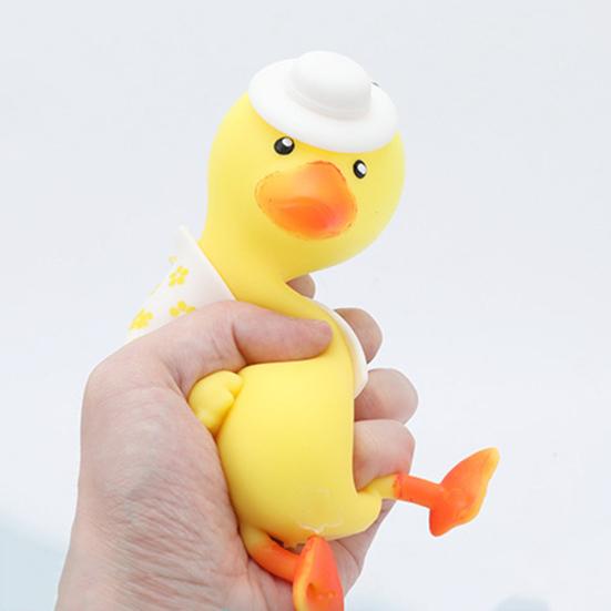 Slow-Rising Duck Squeeze Toy Soft TPR Stress Reliever with Interchangeable Outfits Portable Fidget Decompression Gadget for Kids Adults