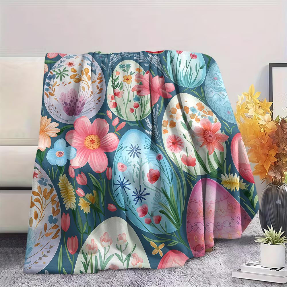 Easter Egg Print Flannel Blanket,High Quality Comfortable for All Seasons,Home Decor,Warmth and Comfort,Perfect for Christmas Gifts