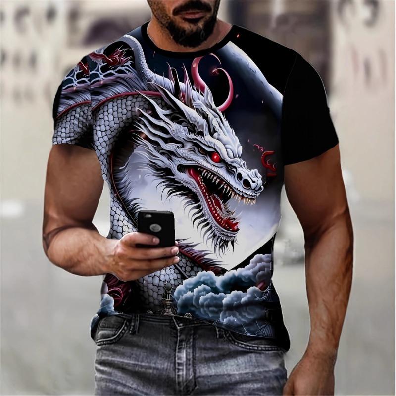 Pánské 3D digitální tričko se vzorem psa s evropským a americkým potiskem, s krátkým rukávem, letní, prodyšné, s kulatým výstřihem