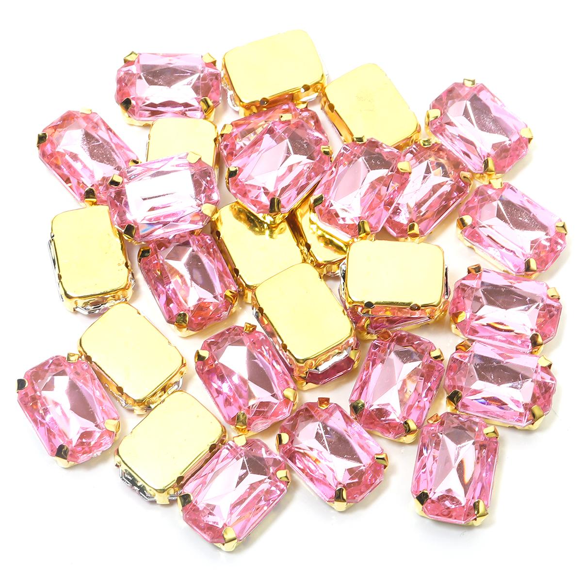 

30Pcs Stainless Squar Rhinestone Gold Claw Beads Acrylic Four Hole Claw Beads For Wedding Dress Clothing Crafts Jewelry Findings светло-розовый