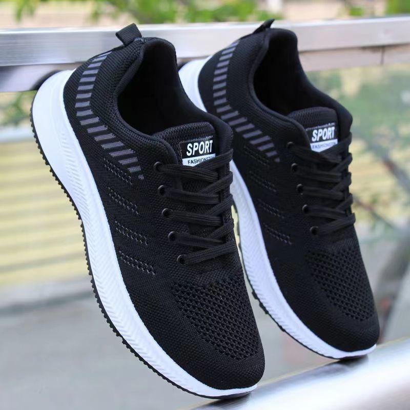 Men's shoes spring new soft-soled comfortable casual shoes fly-woven mesh breathable lightweight outdoor sports platform shoes