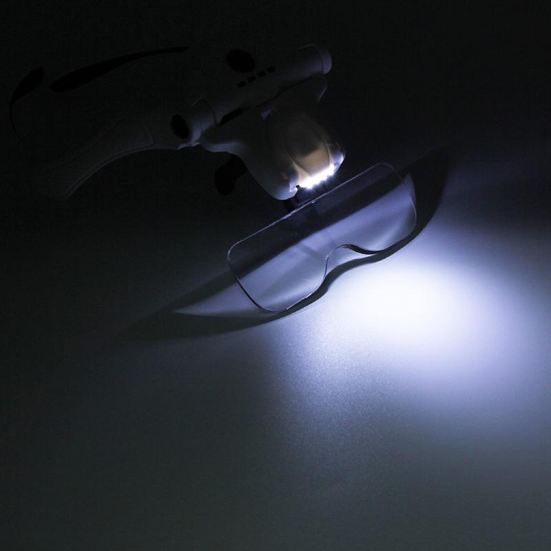 Head Mounted Optical Magnifier Eyeglasses Power Display LED Watch Repair Magnifier Large Capacity Battery Interchangeable Lenses