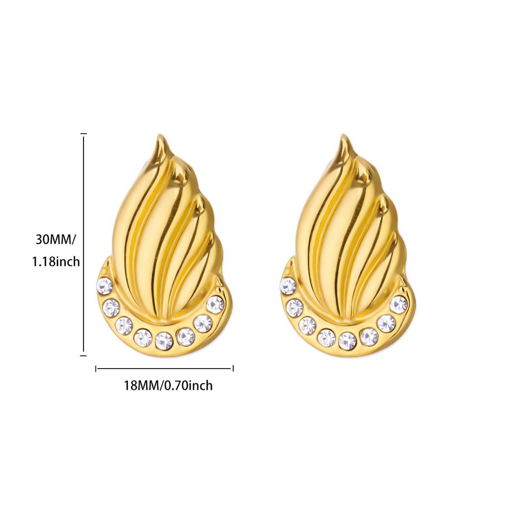Free Shipping Luxury Cubic Zirconia Fire Stud Earring for Women Stainless Steel Piercing Earring 2025 Fashion Wedding Zircon