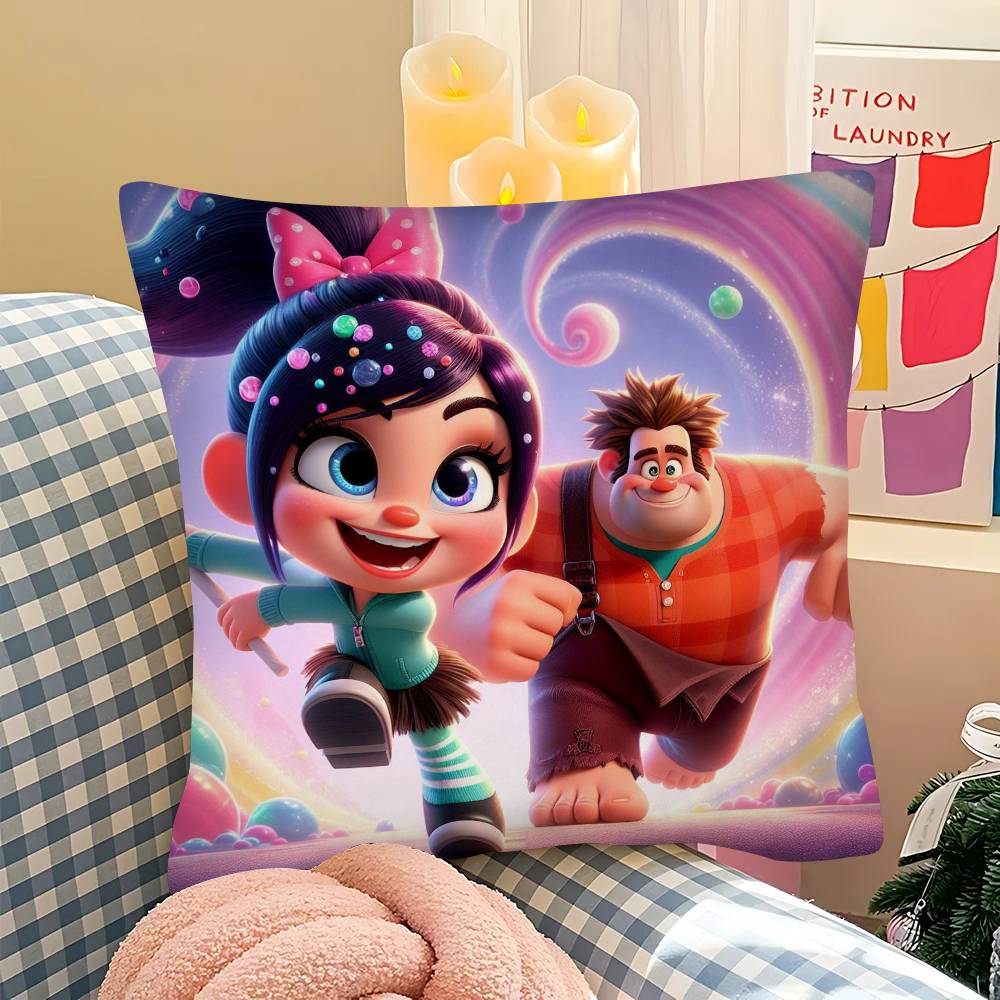 1Pc Cute A-Wreck-It Ralph-H Pillow Case Fashion Square Pillowcase Bedroom Sofa Room Ins Decoration Leisure