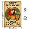 Vintage Parrot Cocktail Metal Tin Sign, 8x12 Inch, for Bar or Lounge Decor.