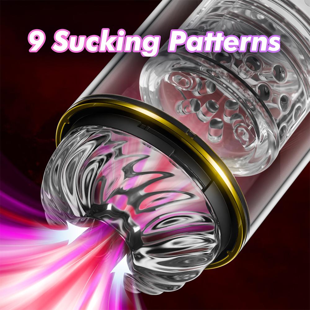 New Automatic Male Masturbator 9 Thrust Rotating Sucking with Handle Oral Sex Masturbation Vagina Pocket Vulva Penis Sex Machine Toy Adults 18+
