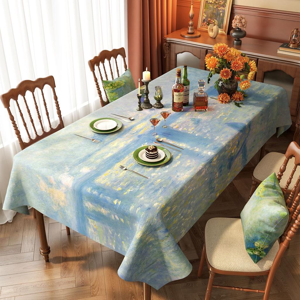 Van Gogh-Style Oil Painting Tablecloth: Waterproof, Grease-Resistant, No-Wash, Light Luxury, High-End Artistic Rectangular Dining Tablecloth