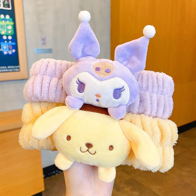 Sanrio Cinnamoroll & My Melody Cute Cartoon Plush Makeup Headband & Hair Clip Set for Women