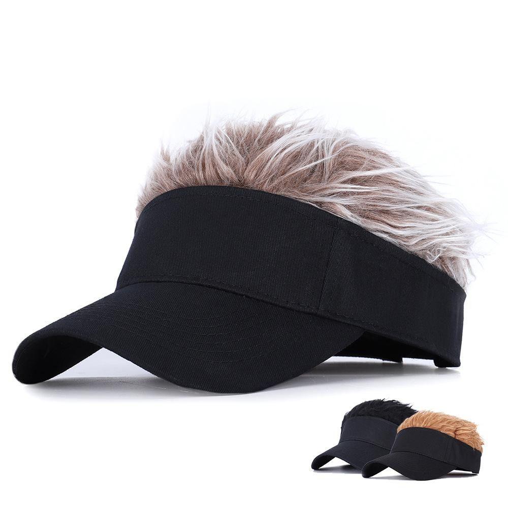 Men Fluffy Fake Hair Hat Baseball Cap With Spiked Hairs Wig Fun Toupee Hats Wig Golf Baseball Cap