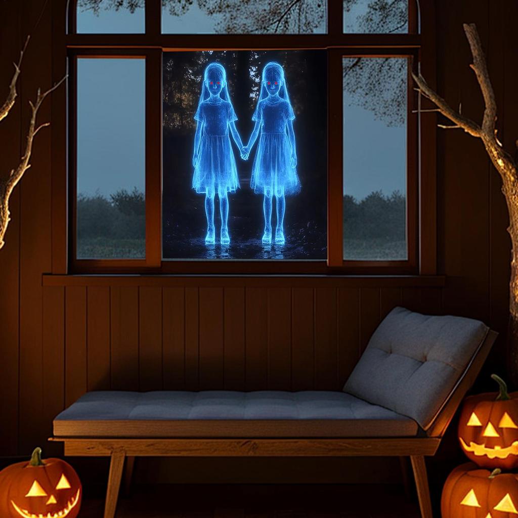 Halloween Window Stickers Halloween Girl Glass Window Decals Decor Waterproof Holiday Supplies for Autumn Party Classroom Dorm