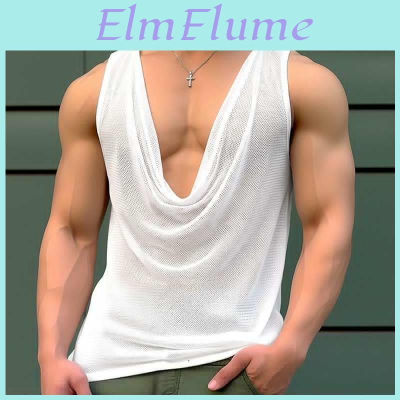 Summer Swing Neck Incerun Men Sleeveless Hollow Out Loose Beach Holiday Tank Tops