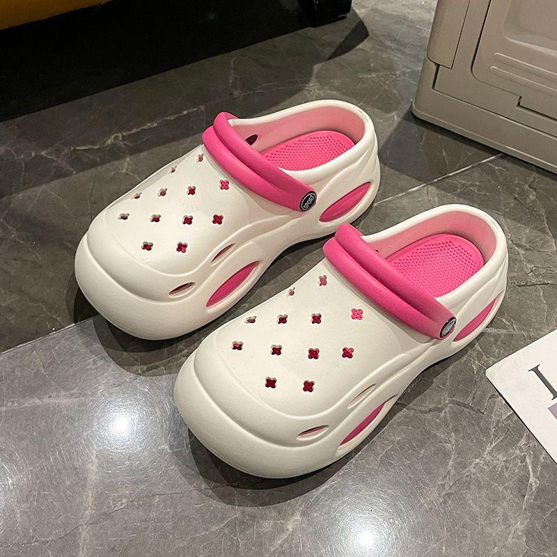 

Туфли с дырочками на толстой подошве, подходящие по цвету, увеличивающие рост, небольшие садовые тапочки из ЭВА, женские тапочки для путешествий на открытом воздухе, простые пляжные швабры 36-37 Suitable for 35-36