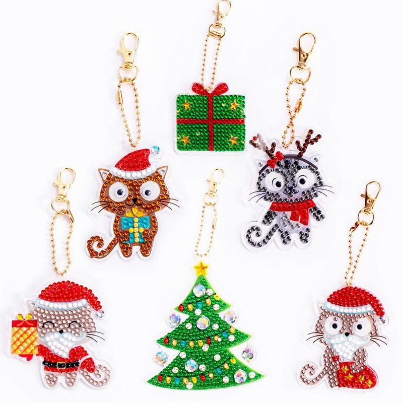 New Diy Diamond Painting Keychain Handmade Acrylic Pendant Jewelry Christmas Single-Sided Diamond Decoration Diamond Painting