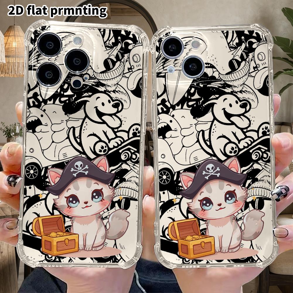 Phone Case: 2D Flat Design, Suitable for iPhone 18 17 16 15 14 13 Pro Protective Case, Pirate Kitten, Perfect Christmas and Halloween Holiday Gift