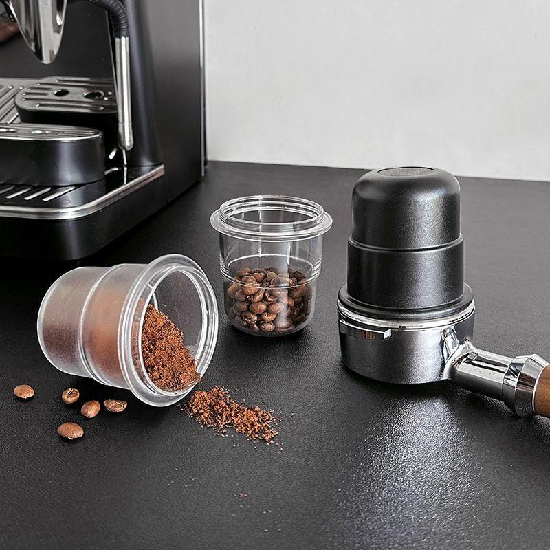 58Mm Coffee Portafilter Dosing Cup Black Clear Espresso Sniffing Mug Coffee Dosing Cup Anti-Flying Powder Coffee Machine Tools