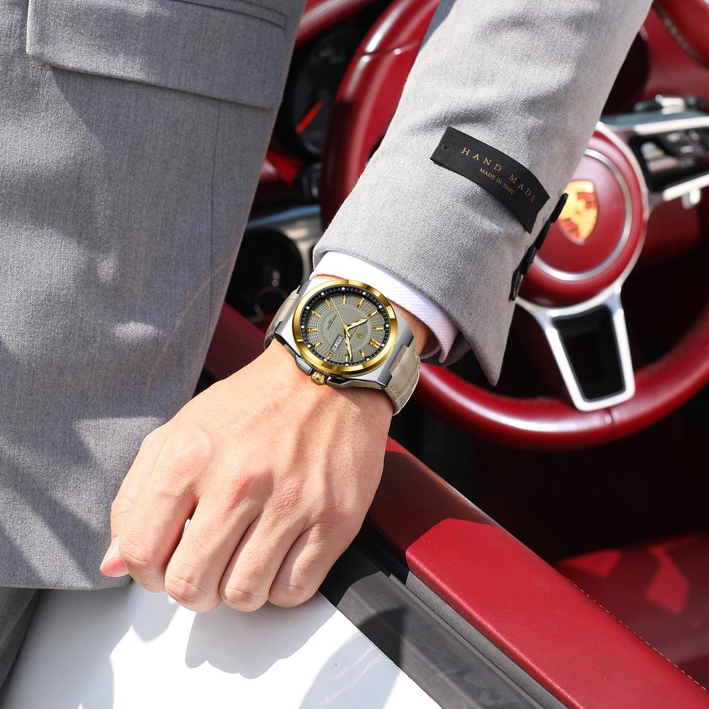 POEDAGAR Luxury Original Man Wristwatch Waterproof Luminous Date Week Quartz Men's Watches High Quality Casual Leather Men Watch