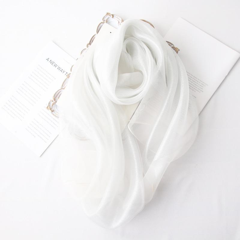 Mary Spring and autumn solid color silk scarf, double-layer gold silk, versatile long cheongsam, organza shawl, women's scarf