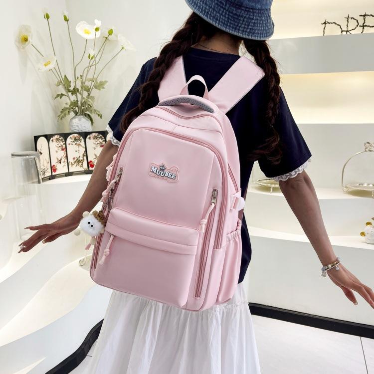Schoolbag Wholesale Backpack Female Junior High School Student Schoolbag Simple Outdoor Travel Backpack Fashionable Large Capacity Computer Backpack
