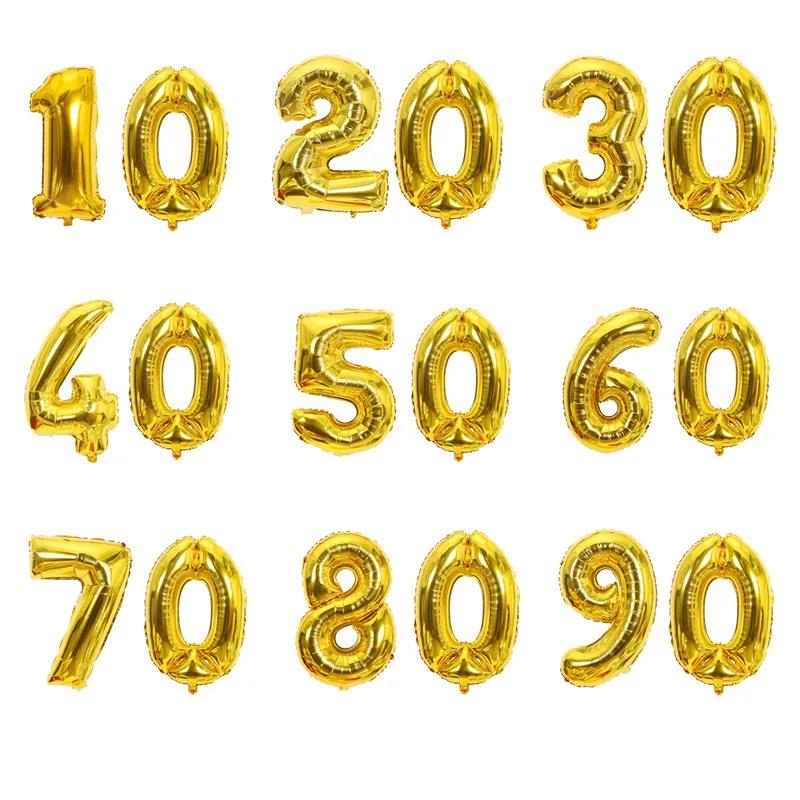 32 Zoll Gold Silber Zahlen Folienballons 10 20 30 40 50 60 70 80 90 Jahre Alt Kind Erwachsener Geburtstag Jubiläum Party Dekoration