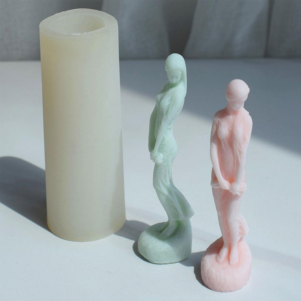 Silicone Resin Candle Mold A Slender Girl Flower Cake Chocolate Fondant Mold Aromatherapys Plaster Epoxy Mold Home Decor