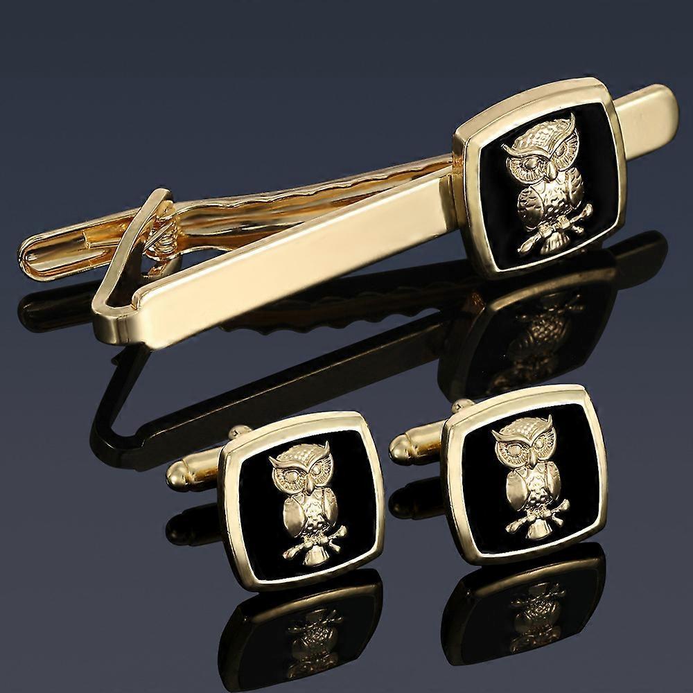 Animal-shaped cufflinks and tie clips for men, business style, shirt cuff studs, tie clip set, gift box, alloy.