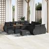 13-Piece Garden Sofa Set with Black Poly Rattan Acacia Cushions, 3-Piece Garden Dining Set 3363884