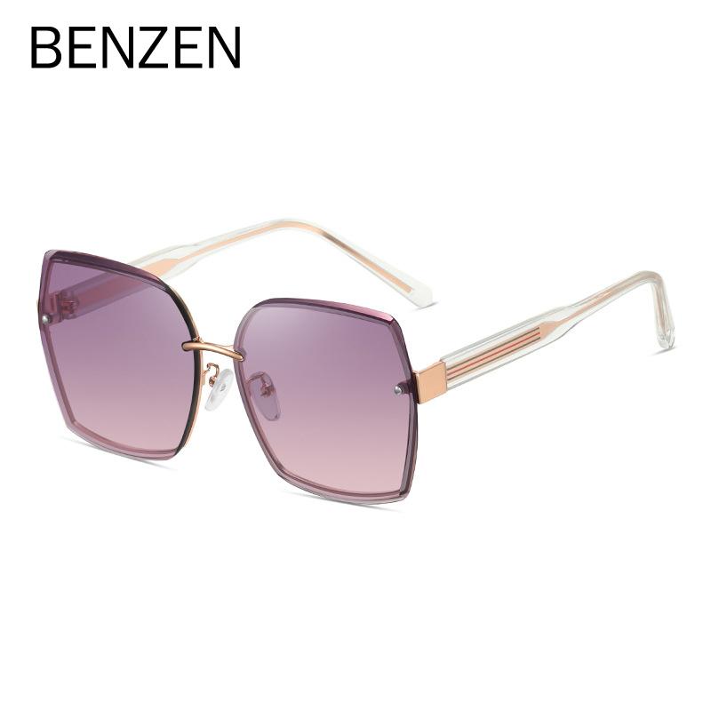 

Жіночі сонцезахисні окуляри BENZEN Overszied Розкішні сонцезахисні окуляри без оправи для жінок із захистом від ультрафіолету, жіночі відтінки 6856 рожевий/золотий