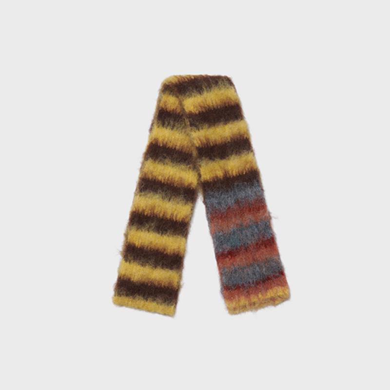 12*180cm Luxury Y2K Styles Winter Warm Knitted Small Wool Scarf Women Stripe Shawls Lady Soft Wraps Neckerchief