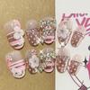Kawaii Handmade Square Press On Nails Art Party Stickers Cute Flower Panda Bear Animal Custom Acrylic Fake Nails
