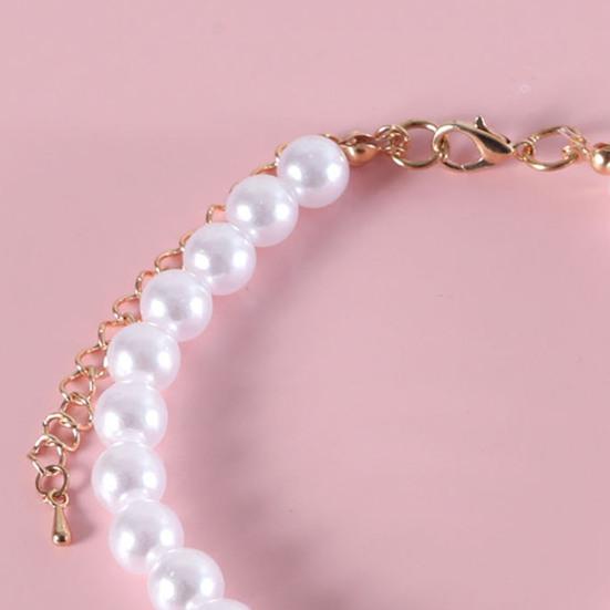 Princess Style Cat Necklace Faux Pearls Velvet Bowknot Decor Adjustable Design Pet Kitten Collar Pet Accessory