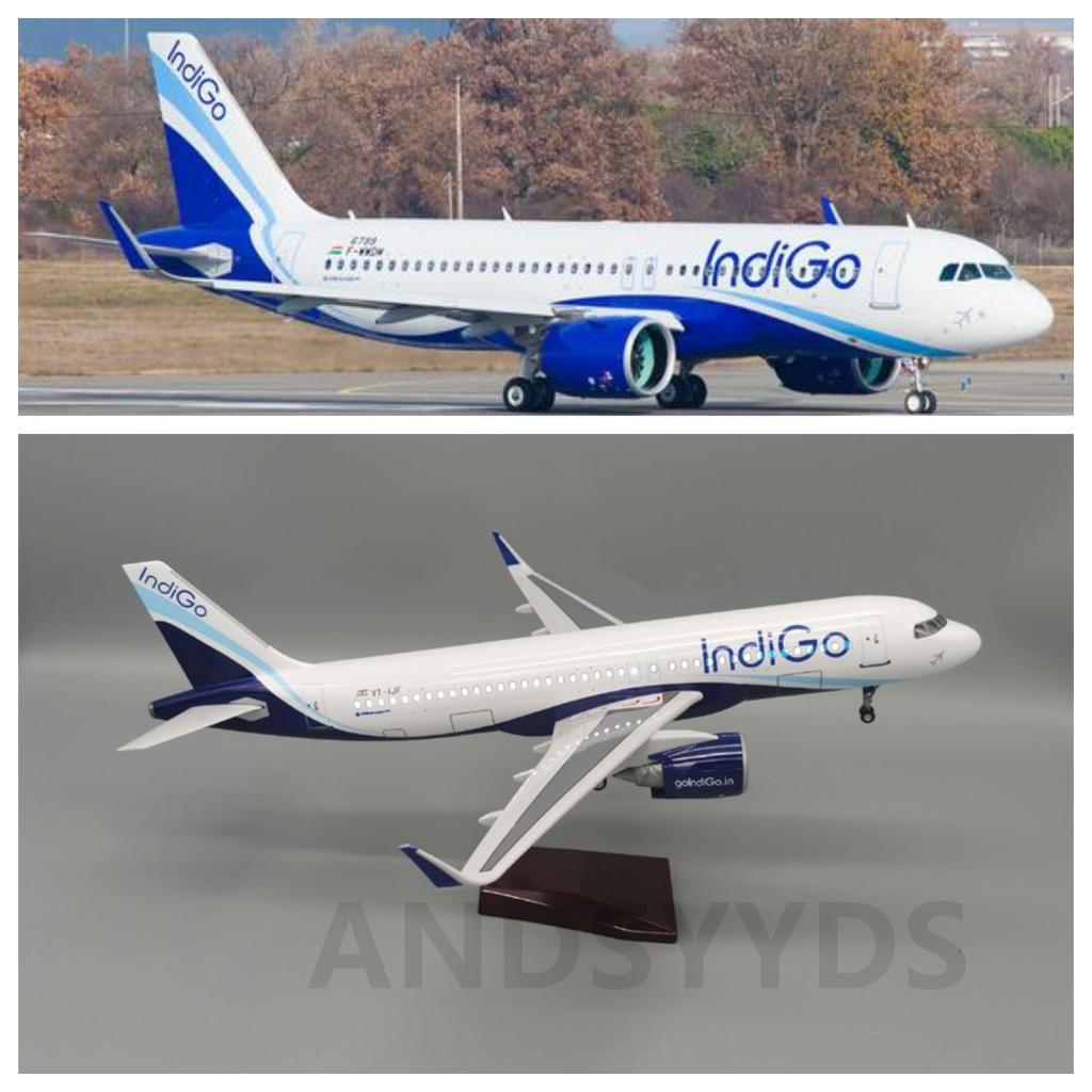 Die-cast Resin Aircraft Model 1/80 Scale 47cm 320 Airplane A320 NEO Indigo A320 Indian Airlines Light Model with Landing Gear