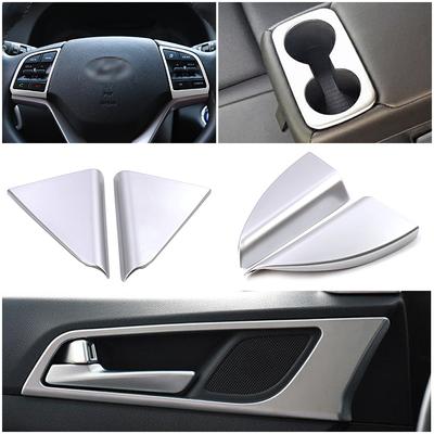 Pentru Hyundai Tucson 2015-2020 Mâner interior al ușii Volan Buton comutator Stâlp pentru fereastră Suport pahare de apă Decorat cadru argintiu