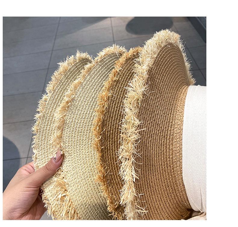 Women's Casual Ribbon Straw Hat Vintage Tassel Sun Visor Cap for Cycling Fishing Travel Outdoor