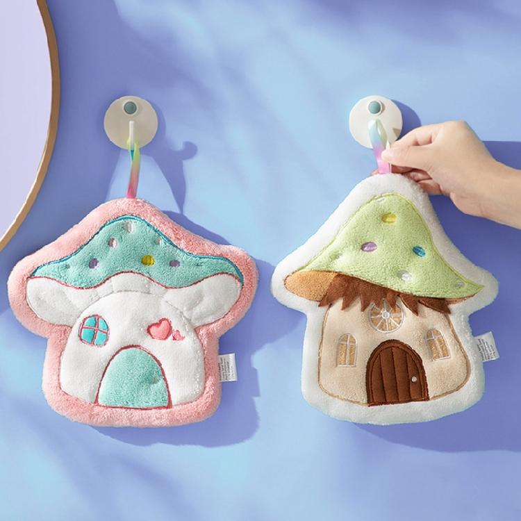 Coral Fleece Kitchen Hand Towel Soft Absorbent Mushroom Designs Cleaning Cloth Quick Drying Handkerchief for Home Cook