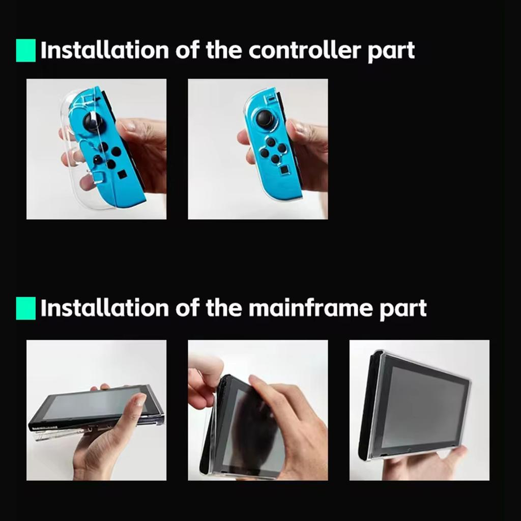 Carcasă transparentă din cristal, moale, TPU, cu split, pentru consolă de jocuri Nintendo Switch OLED