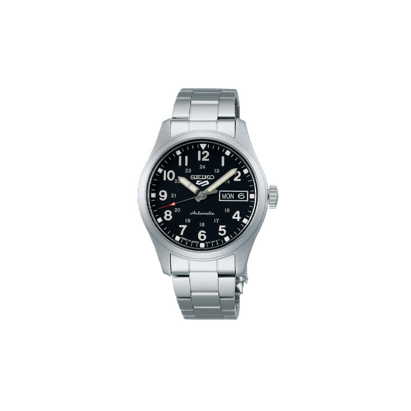 

SEIKO 100 meters waterproof mechanical movement Steel Strap men s watch black dial SBSA197 чорний