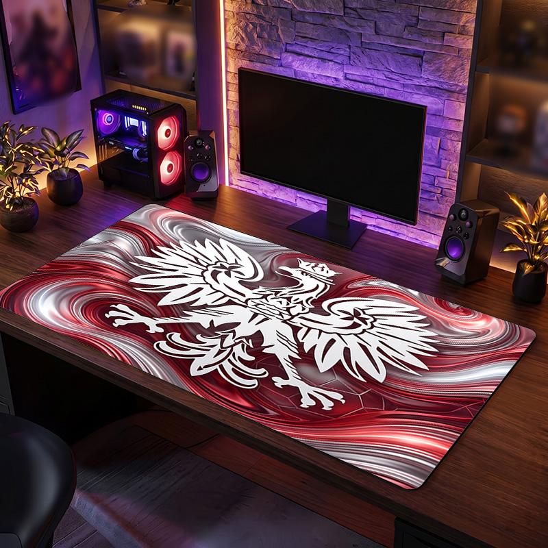 Poland Football Crest Mouse Pad, Extended Non Slip Rubber Desk Mat for Gaming Office Laptop Fan Gift