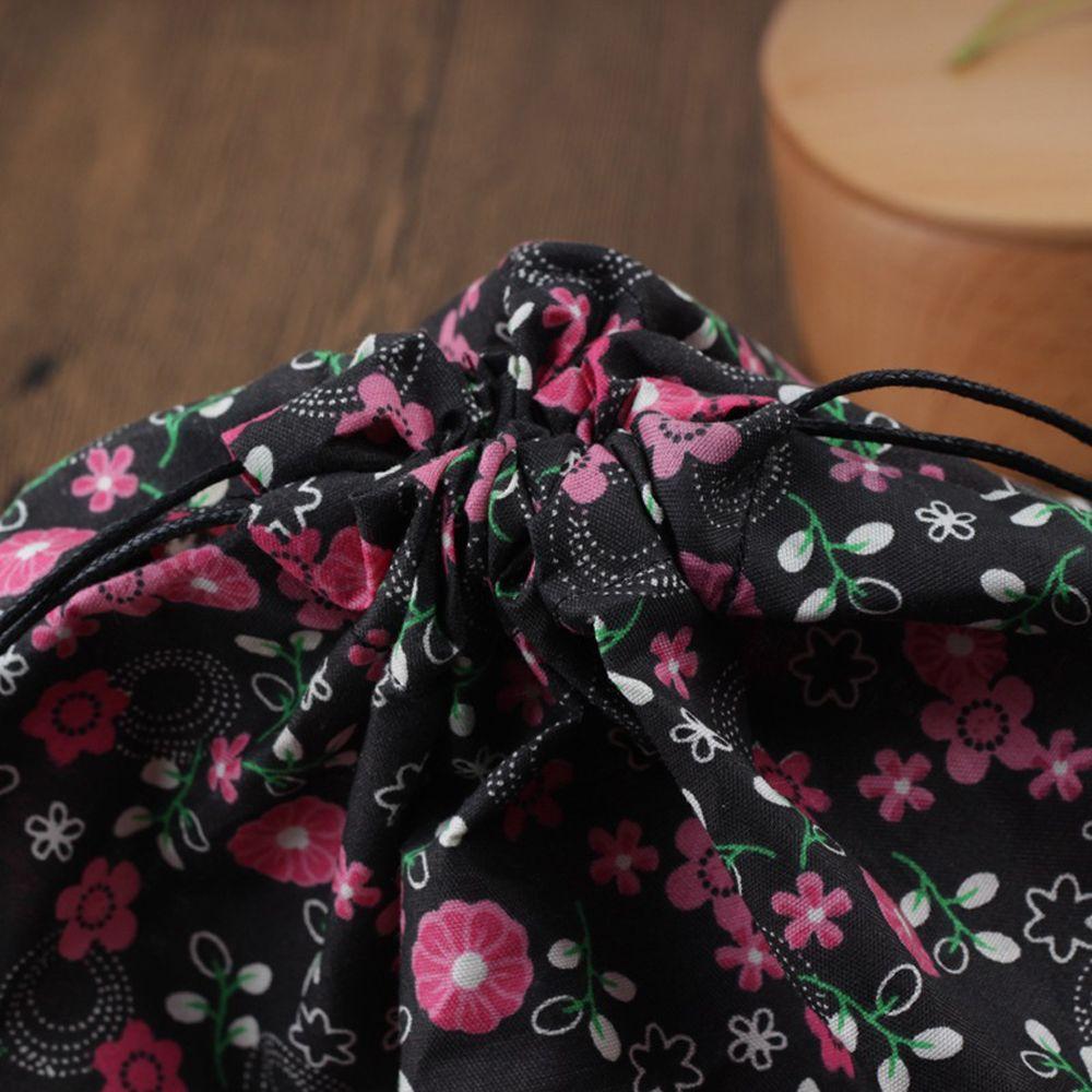 Unisex Picnic Bags Cotton linen Geometric Food Hand Bags Drawstring Lunch Bag Lunch Tote Pouch Japanese Style Lunch Box
