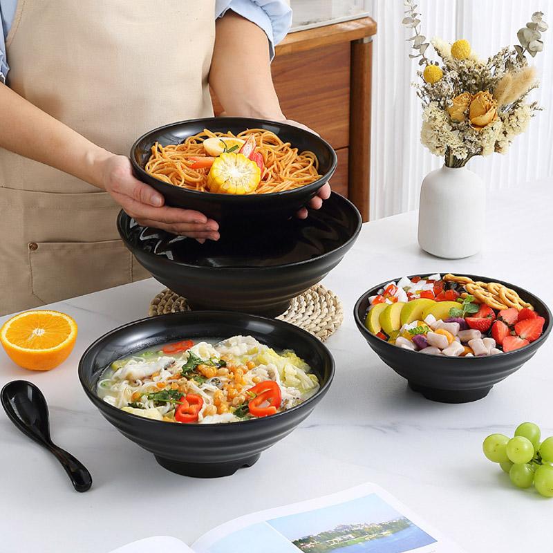 Frosted Melamine Ramen Bowl Imitation Porcelain Large Noodle High Temperature Resistance Bowl Salad Soup Bowl Fast FoodTableware