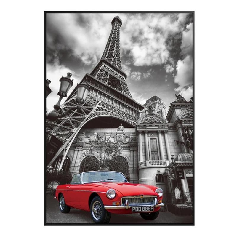 Paris Couples Walking Landscape Canvas Art Painting Modern City Abstract Eiffel Tower Watercolor Graffiti Poster Wall Home Decor