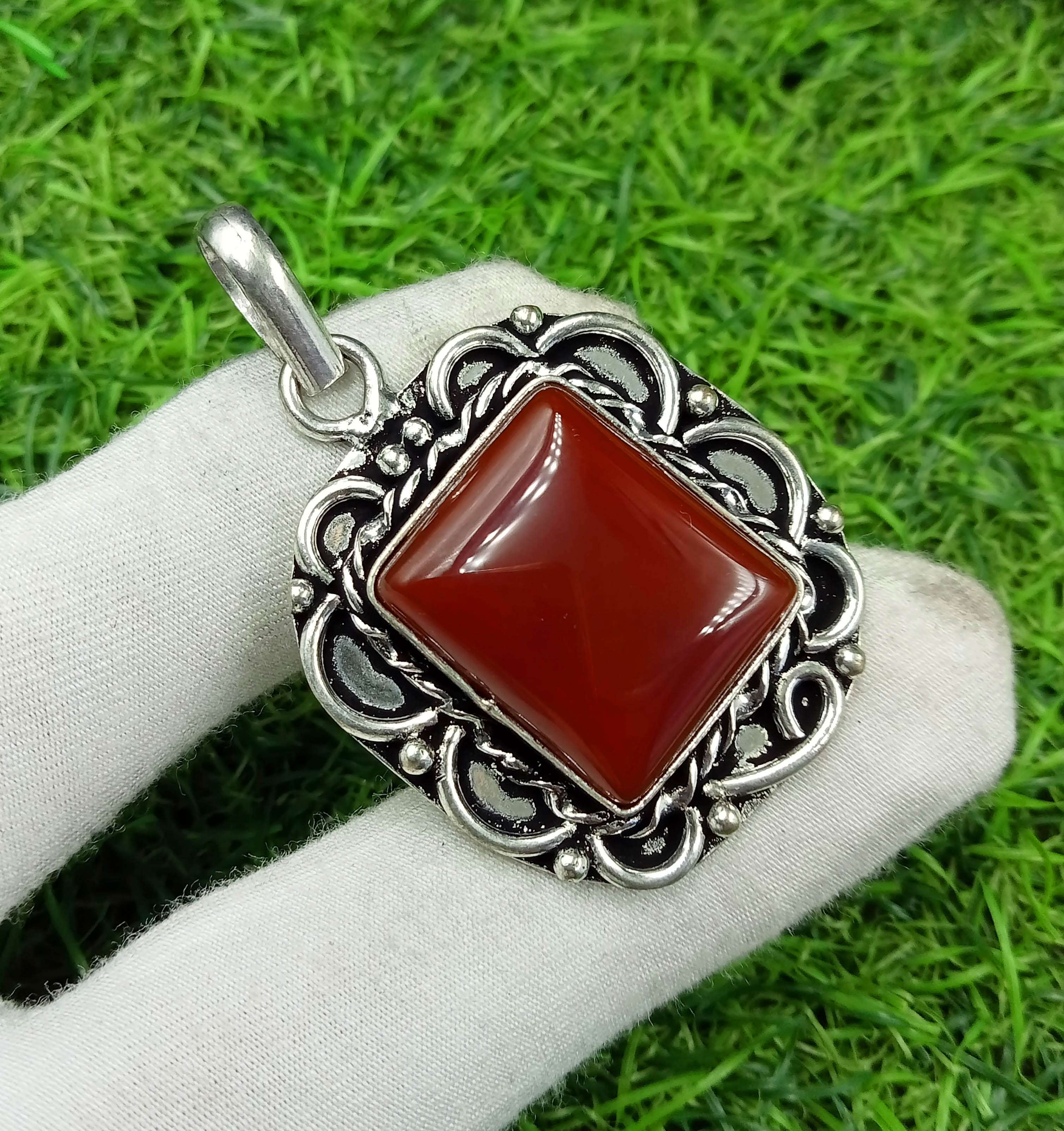 

Сердолик Драгоценный камень 925 пробы с серебряным покрытием Подвеска DEP-29